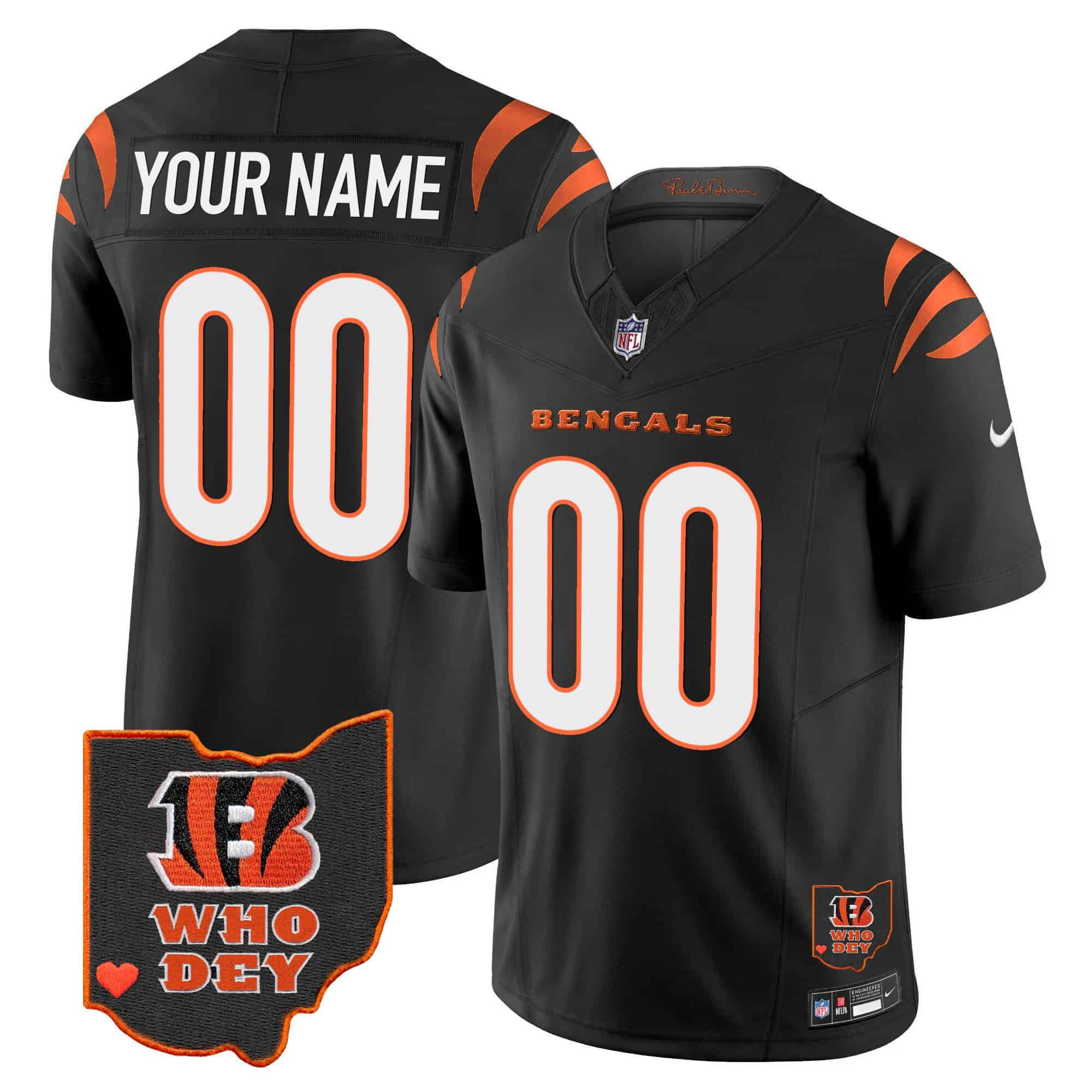Men Cincinnati Bengals Black 2024 Nike Patch Vapor Limited Custom NFL Jersey->customized nfl jersey->Custom Jersey